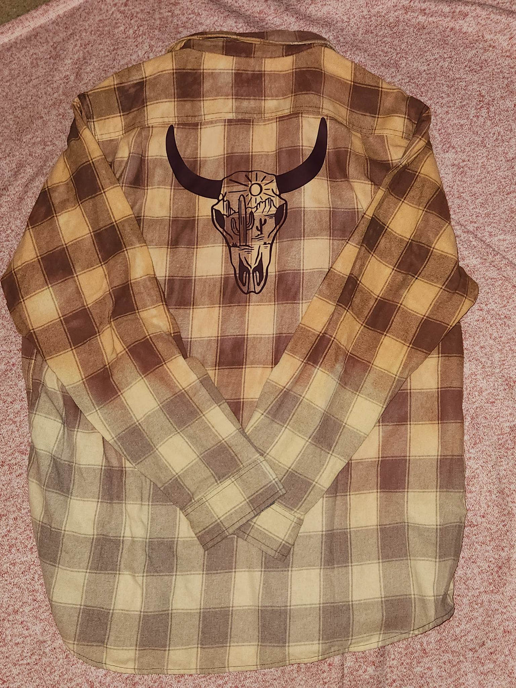 Bleached Button Up - Cow Skull